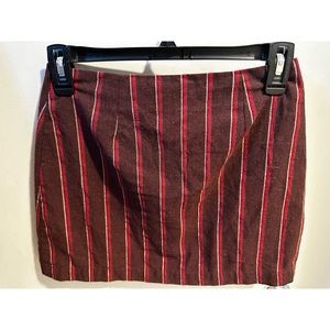 Pacsun Sky & Sparrow Striped Burgundy Short Buttoned Down Skirt Size 1